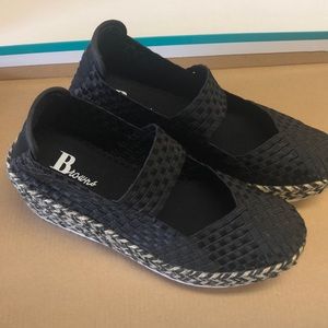 black with rope wedged in 5cm heel, dressy or casual only size 37